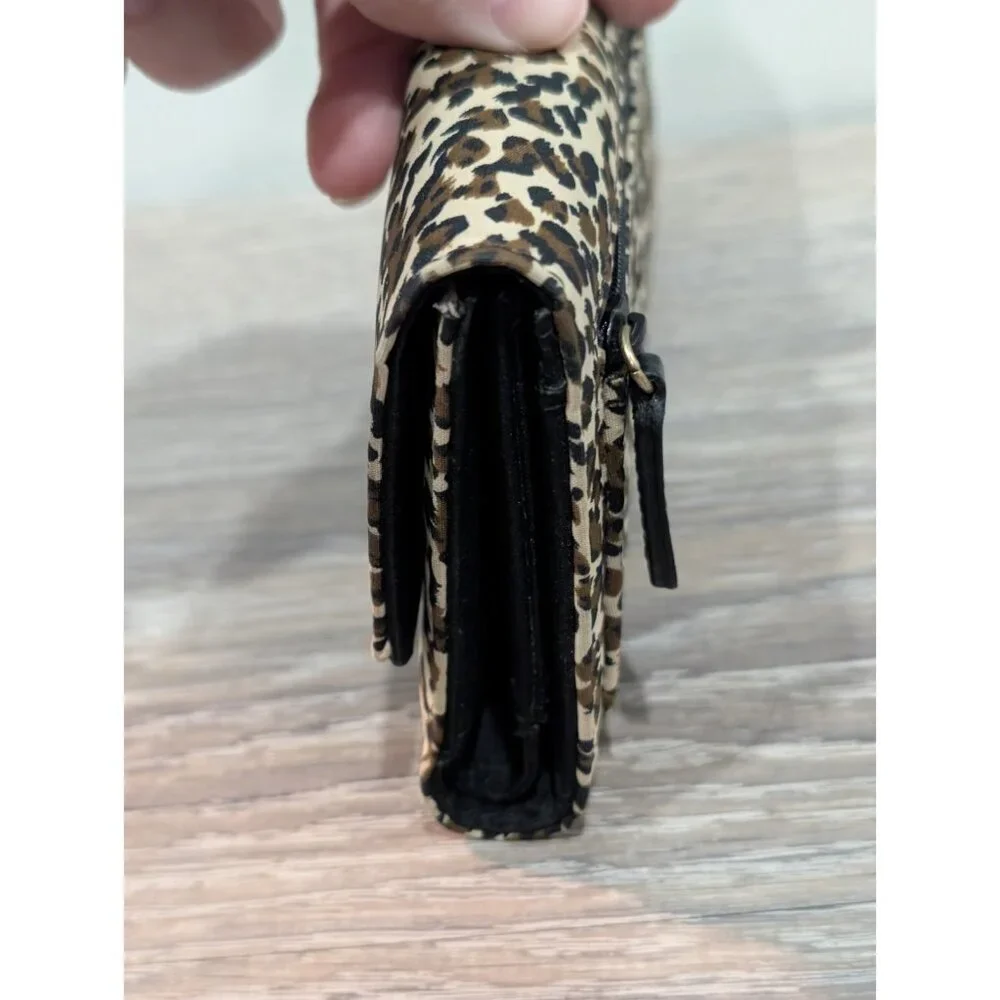 Fossil Leopard Cheetah Print Brown Nylon Wallet 4